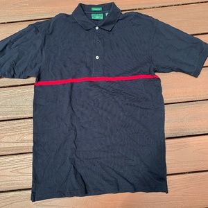 Navy Blue And Red Striped Golf Polo